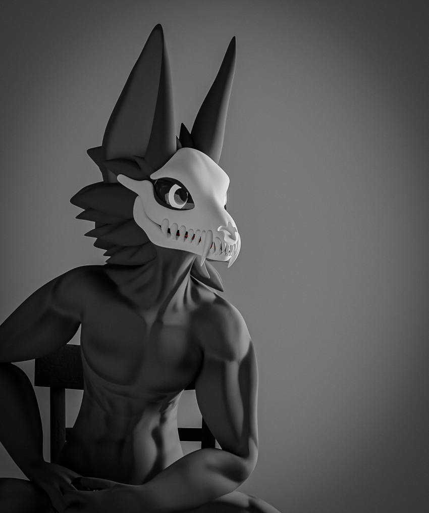 3d_(artwork) anthro blender_(artwork) bone bring_me_the_horizon digital_media_(artwork) gigachad hi_res humanoid_pointy_ears itsfloofy looking_away male meme muscular sitting skull skullbeast skulldog_(species) solo teeth teeth_showing