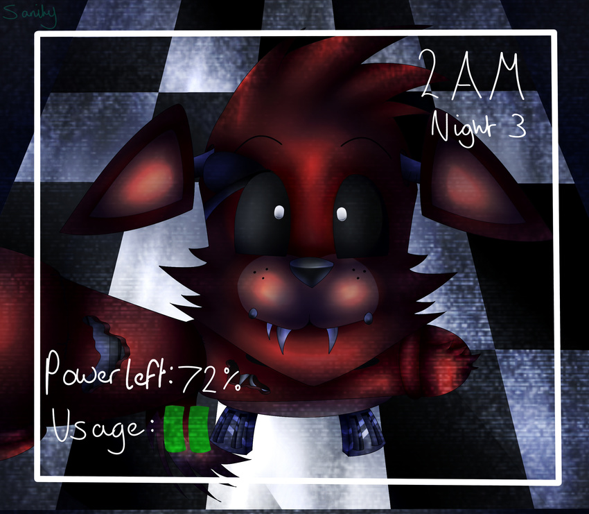 absurd_res animatronic camera camera_view canid canine digital_media_(artwork) five_nights_at_freddy's fox foxy_(fnaf) glowing glowing_eyes hi_res machine mammal robot sanity-paints_(artist) scottgames solo