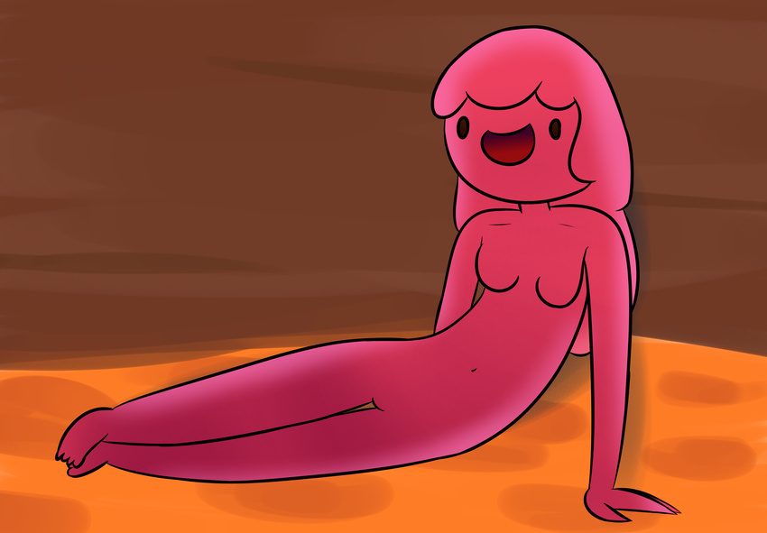 :d absurd_res breasts cheesycoke featureless_breasts featureless_crotch feet female goo_creature goo_humanoid hi_res humanoid lying not_furry nude on_side outside pink_slime_(slime_rancher) slime slime_(slime_rancher) slime_rancher smile solo