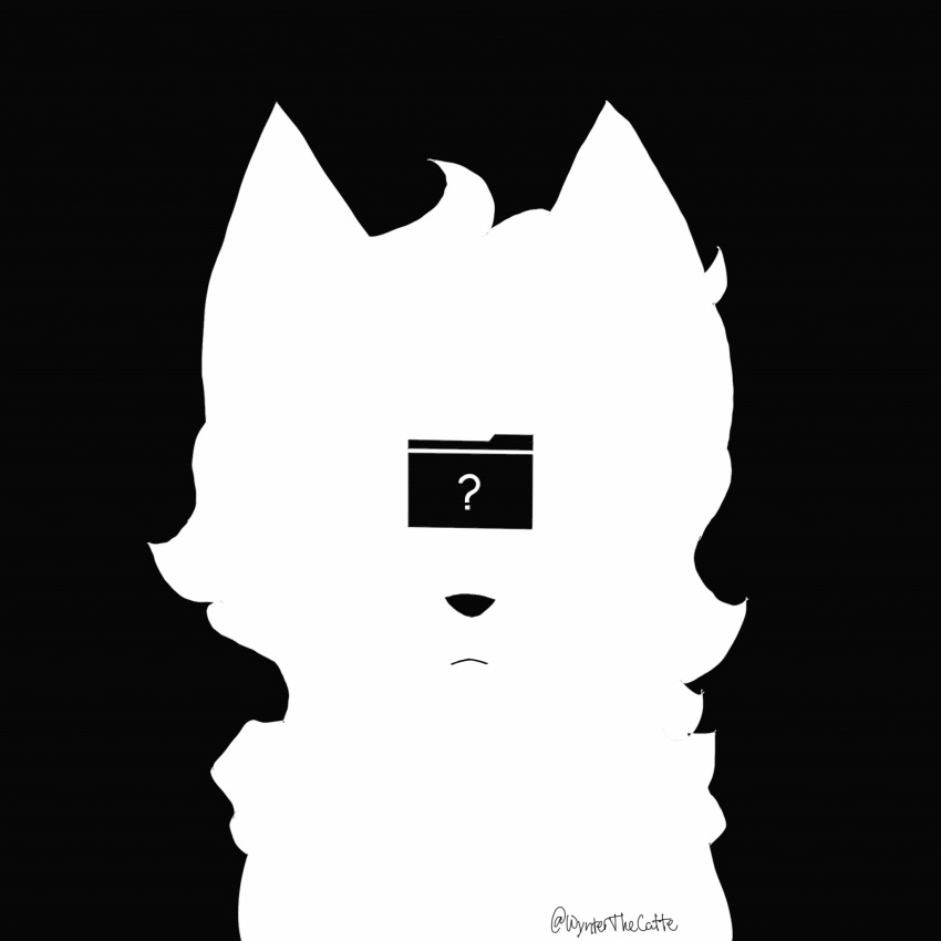 1:1 animated anthro ari_yellow_bell black_and_white felid female hi_res mammal monochrome question_mark silhouette solo talehnyan wynterthecat