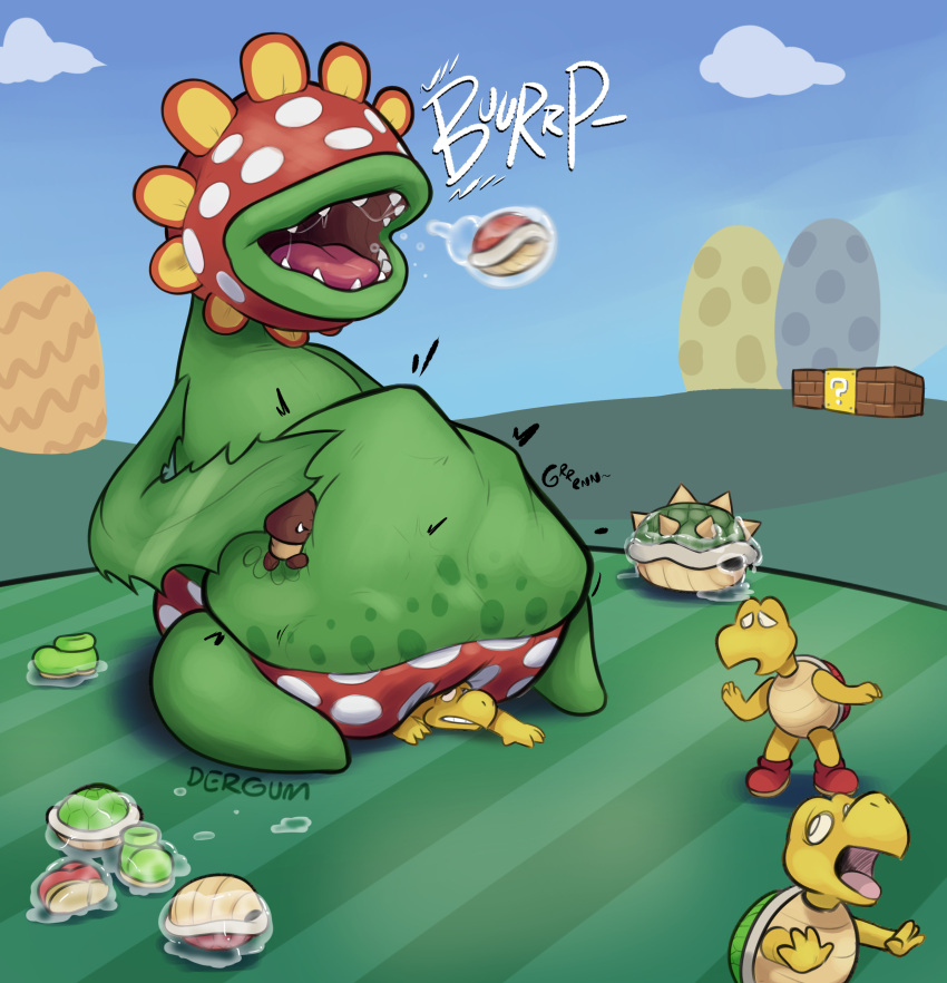 2021 absurd_res ambiguous_gender anthro belly big_belly bodily_fluids bodily_noises burping cloud day dergum detailed_background different_sound_effects digital_media_(artwork) elemental_creature elemental_humanoid extended_sound_effect flora_fauna forced group hi_res humanoid koopa koopa_troopa mario_bros nintendo onomatopoeia open_mouth oral_vore outside overweight petey_piranha pink_tongue plant plant_humanoid plant_pred reptile rumbling_stomach saliva scalie shaded sharp_teeth shell signature size_difference sky soft_vore sound_effect_variant sound_effects spiked_shell spikes spikes_(anatomy) stomach_bulge teeth text tongue turtle vore vowelless vowelless_sound_effect