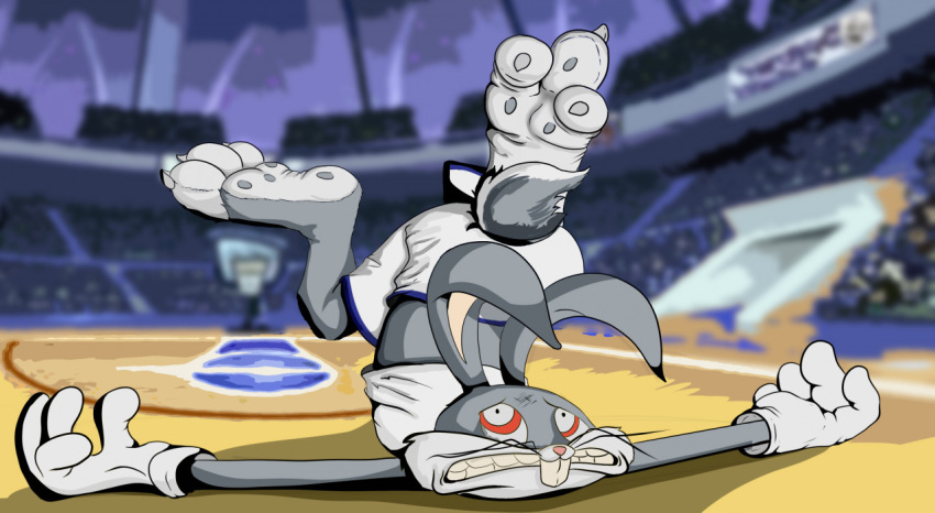 anthro basketball basketball_uniform bugs_bunny claws clothing feet foot_fetish foot_focus lagomorph leporid looney_tunes male mammal paws rabbit robinthefox soles solo sportswear toes uniform warner_brothers