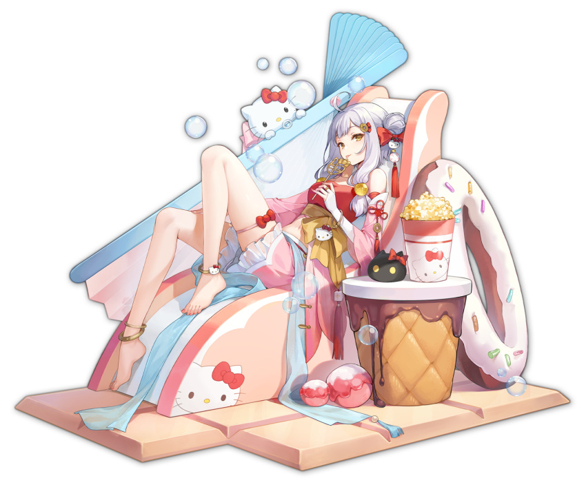 female fu_ji game_cg hello_kitty_(character) highres mahjong_soul non-web_source official_art sanrio