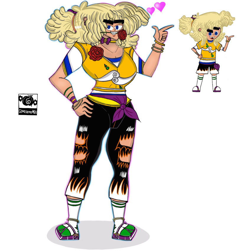 beauty_mark black_pants blonde_hair bloodhoundghostly0 brazil brazilian brazilian_carnival brazilian_male carlton_diaz charley_diaz dark_blue_eyes dirty_blonde_hair flirting flirting_with_viewer flower flower_in_hair gemusetto_mizu hands_on_hips heart irresistible medium_hair muscular muscular_male nickelodeon nicktoons outfit ponytail ponytails pzop reference_image rose_in_mouth socks_and_sandals taller_male tanga tanned tanned_skin the_pixiez_oddparents tooth_gap ubisoft white_background young younger_male