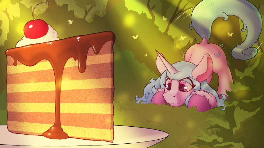 16:9 4k absurd_res ass ass_up cake cocaine_(artist) conditional_dnp dessert equid equine eyes_on_the_prize female feral food forest hasbro hi_res horn hunting izzy_moonbow_(mlp) mammal mlp_g5 my_little_pony mythological_creature mythological_equine mythology plant shaking_butt solo tree unicorn widescreen