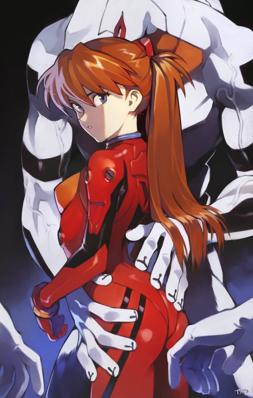 3boys alternate_size alternate_universe ass ass_grab bad_end blue_eyes bodysuit brown_hair commentary english_commentary evangelion_(mecha) female from_side groping highres imminent_rape interface_headset long_hair looking_at_viewer mass_production_eva mecha mecha_on_girl multiple_boys muscular muscular_male neon_genesis_evangelion optionaltypo orange_hair pilot_suit plugsuit red_bodysuit robot science_fiction solo_focus souryuu_asuka_langley the_end_of_evangelion torso_grab turning_head two_side_up veins veiny_arms