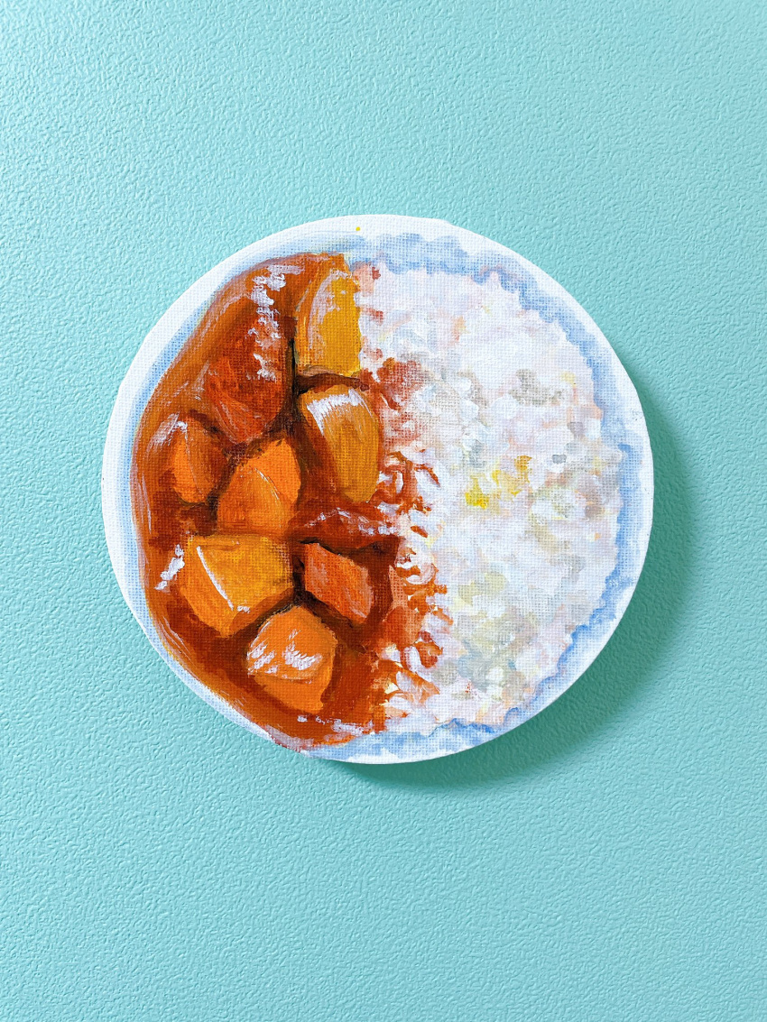 curry curry_rice food food_focus highres no_humans original plate rice still_life takisou_sou