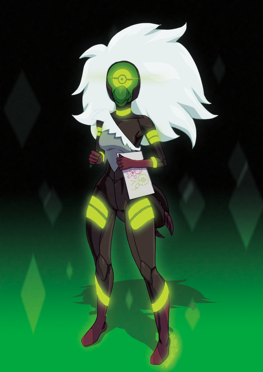 1_eye alien alien_humanoid animal_humanoid arthropod arthropod_abdomen arthropod_humanoid beak breasts cartoon_network centipeetle corrupted_gem crayon female gem_(species) hair hi_res humanoid insect_humanoid insects nephrite_(gem_species) paper solo steven_universe tovio_rogers white_hair