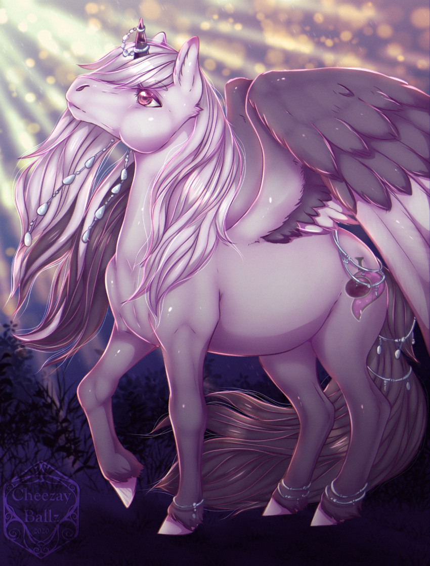 2020 alicorn cheezayballz cutie_mark digital_media_(artwork) equid equine eyebrows eyelashes fan_character female feral hasbro hi_res hooves horn mammal my_little_pony mythological_creature mythological_equine mythology outside side_view solo wings