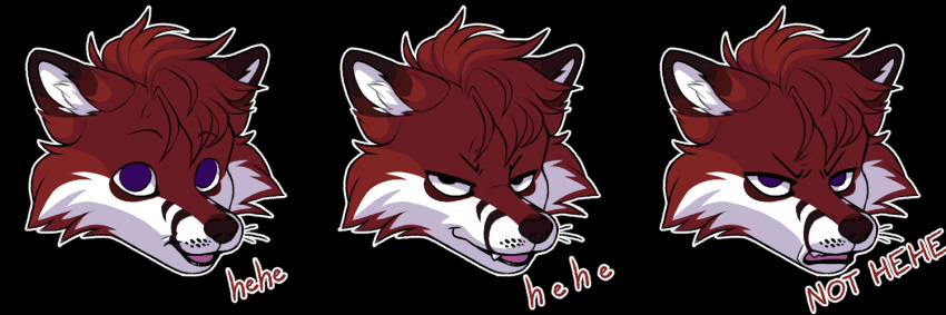 anthro canid canine fetishame fox fur lidded_eyes male mammal meme purple_eyes red_body red_fur smile smirk solo sticker