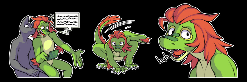 anthro crouching duo fetishame gaming lizard lurking male mullet nintendo nintendo_ds nintendo_ds_family rambling reptile scalie speence stare sticker swishing_tail