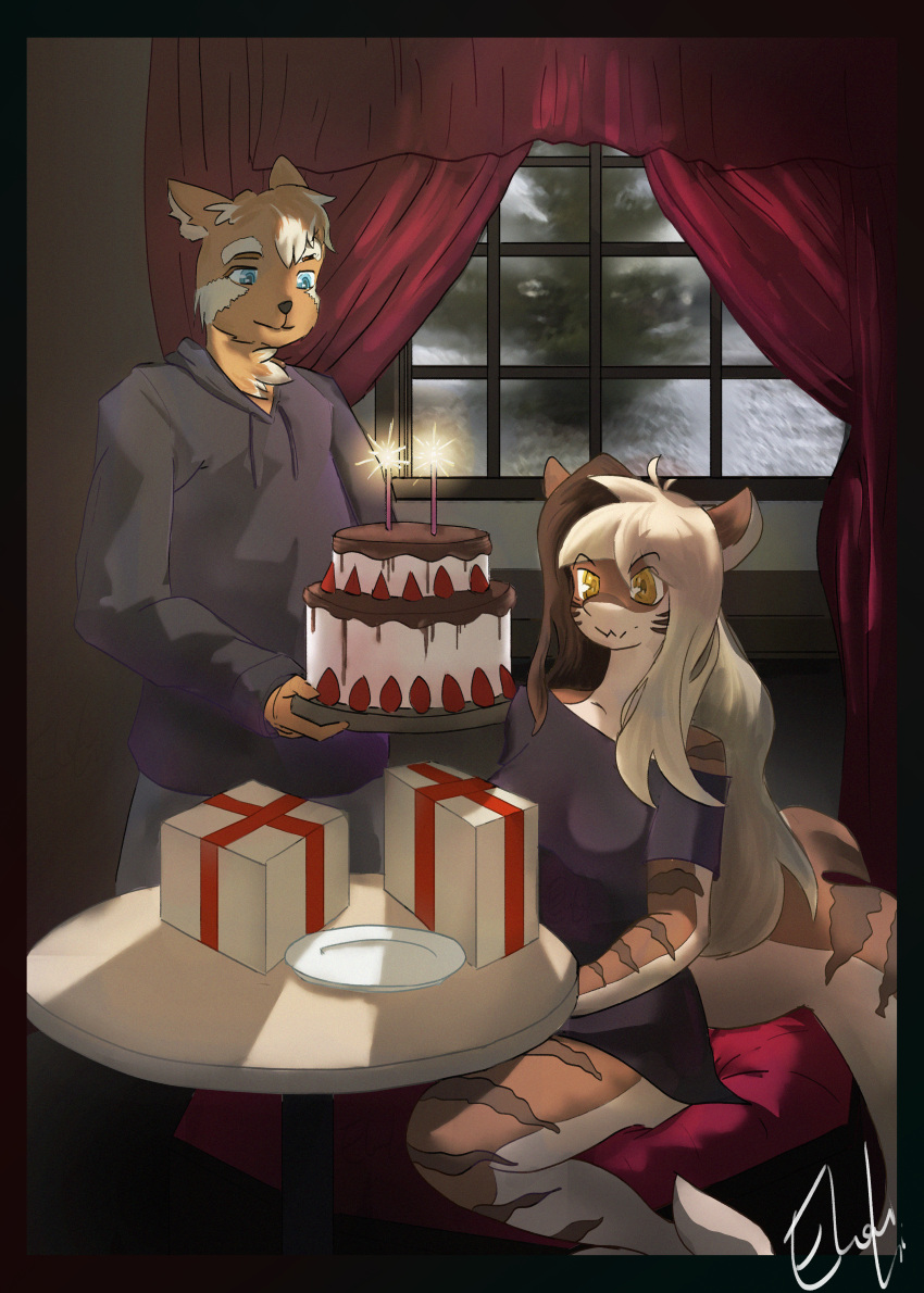 absurd_res ailurid anthro bear birthday birthday_cake blue_eyes bottomwear cake candle candy cetacean chair chocolate clothed clothing curtains dessert dolphin dragon dress duo duskmoor female fire food frost fruit fully_clothed fur furgonomics furniture gift head_tuft hi_res hoodie hybrid inner_ear_fluff male male/female mammal marine markings miniskirt mythological_creature mythological_scalie mythology neck_tuft oceanic_dolphin orange_body orange_fur orca pants plant plate platter portrait purple_clothing red_curtains red_panda ribbons scalie sitting skirt snow snowing sparks standing strawberry striped_body striped_markings striped_tail stripes sweatpants table tail tail_markings tail_through_skirt toothed_whale topwear tree tuft velvet_(unknown_artist) window yellow_eyes