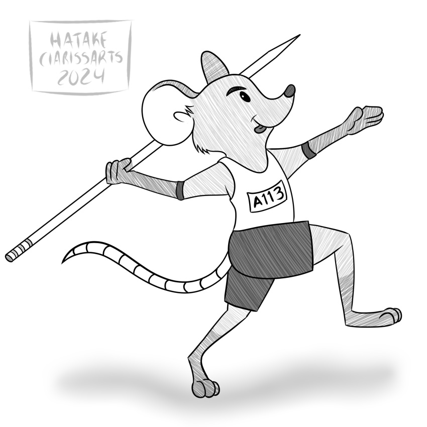 anthro digital_drawing_(artwork) digital_media_(artwork) disney easter easter_egg hatakeclarissarts hi_res holidays inktober inktober_2024 javelin_(weapon) male male/male mammal mouse murid murine olympics rodent rodentia solo throwing zootopia