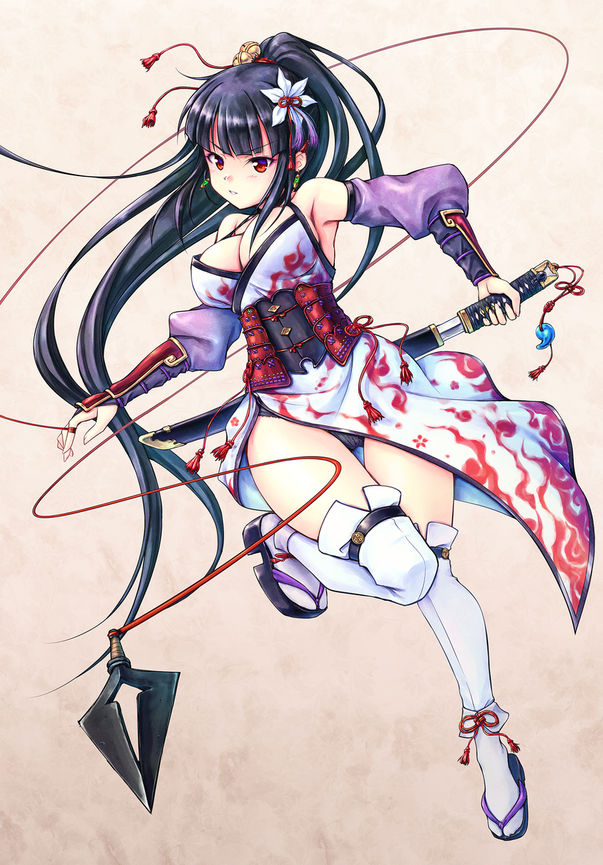 caravan_stories cleavage japanese_clothes michi sword thighhighs