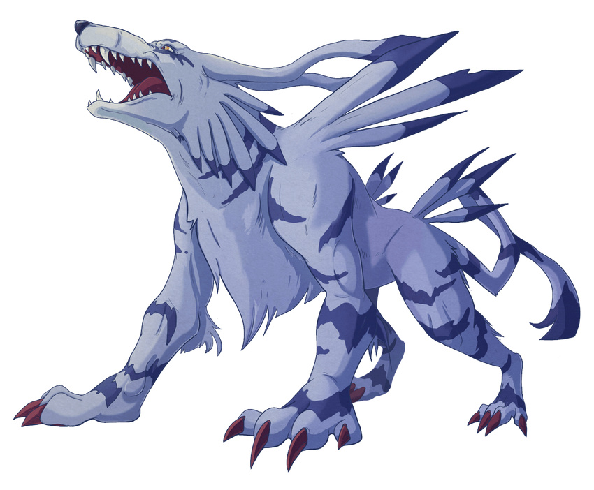 alpha_channel ambiguous_gender bandai_namco blue_body blue_fur canid canine carbontrap chest_tuft claws digimon digimon_(species) dragonnis fangs feral fur garurumon mammal multicolored_body multicolored_fur open_mouth red_claws roaring simple_background solo striped_body striped_fur stripes teeth tuft two_tone_body two_tone_fur white_body white_fur yellow_eyes