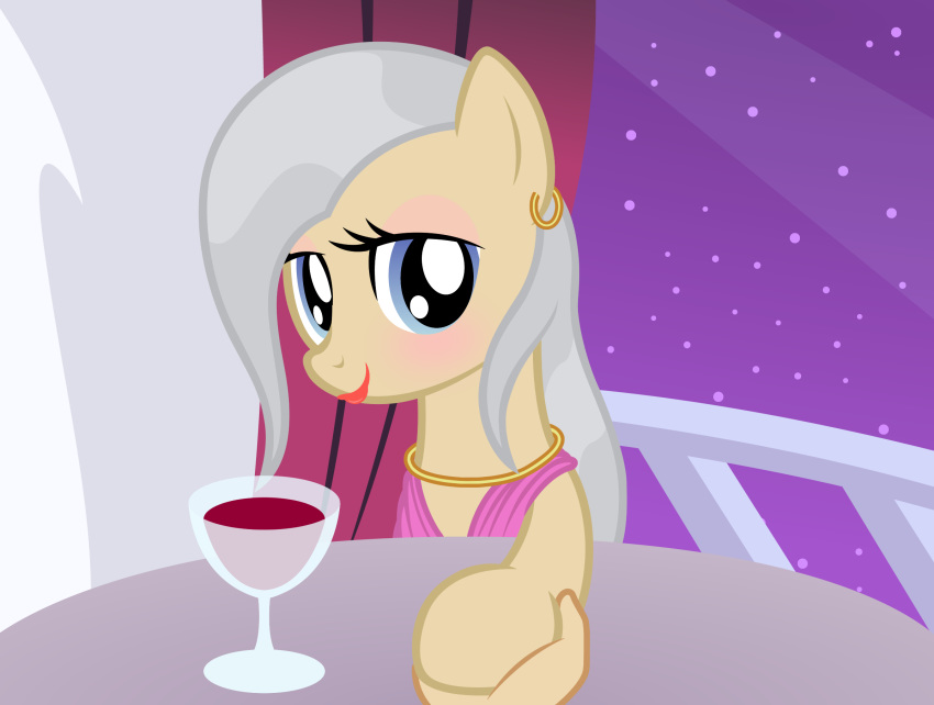 5_fingers alcohol badumsquish beverage blue_eyes blush clothing container cup dress drinking_glass ear_piercing ear_ring equid equine female feral fingers first_person_view friendship_is_magic glass glass_container glass_cup grey_hair hair hand_holding hasbro hi_res holding_hooves horse jewelry lipstick makeup mammal mayor_mare_(mlp) my_little_pony necklace night piercing pink_lipstick pony ring_piercing solo star wine wine_glass