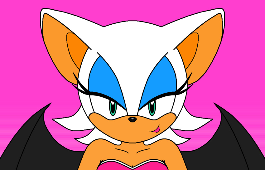 bat bust_portrait darkshadow female mammal pink_background portrait rouge_the_bat sega simple_background solo sonic_the_hedgehog_(series)