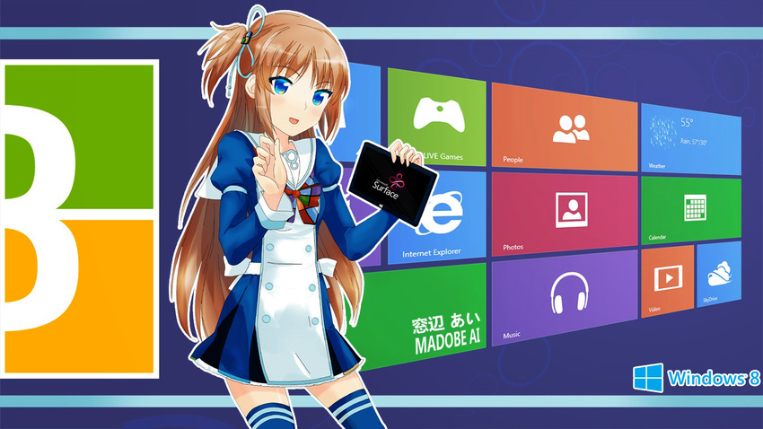 blue_eyes brown_hair commentary_request female headphones internet_explorer killaf long_hair madobe_ai microsoft microsoft_windows os-tan photoshop_(medium) side_ponytail smile solo tablet_pc thighhighs windows_8 zettai_ryouiki