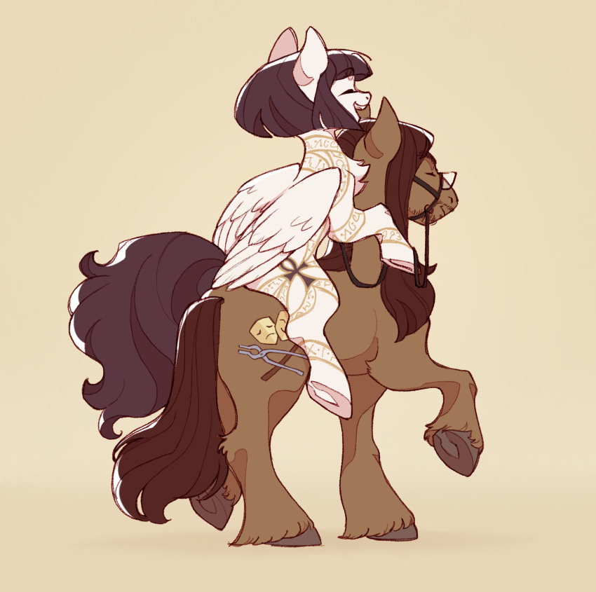 duo earth_pony equid equine female feral hasbro hi_res horse male mammal miss_glowwormis my_little_pony mythological_creature mythological_equine mythology pegasus pony riding riding_on_back runescript size_difference solid_punch spicy_stir wings