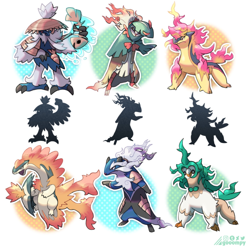 1:1 ambiguous_gender anthro biped blue_body claws countershade_neck countershading fakemon feral fishbone generation_8_pokemon gooompy hisuian_decidueye hisuian_form hisuian_samurott hisuian_typhlosion nintendo pokemon pokemon_(species) quadruped regional_form_(pokemon) silhouette