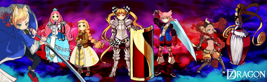 7th_dragon animal_ears fighter_(7th_dragon) healer_(7th_dragon) kansousamehada knight_(7th_dragon) princess_(7th_dragon) rogue_(7th_dragon) samurai_(7th_dragon) sword