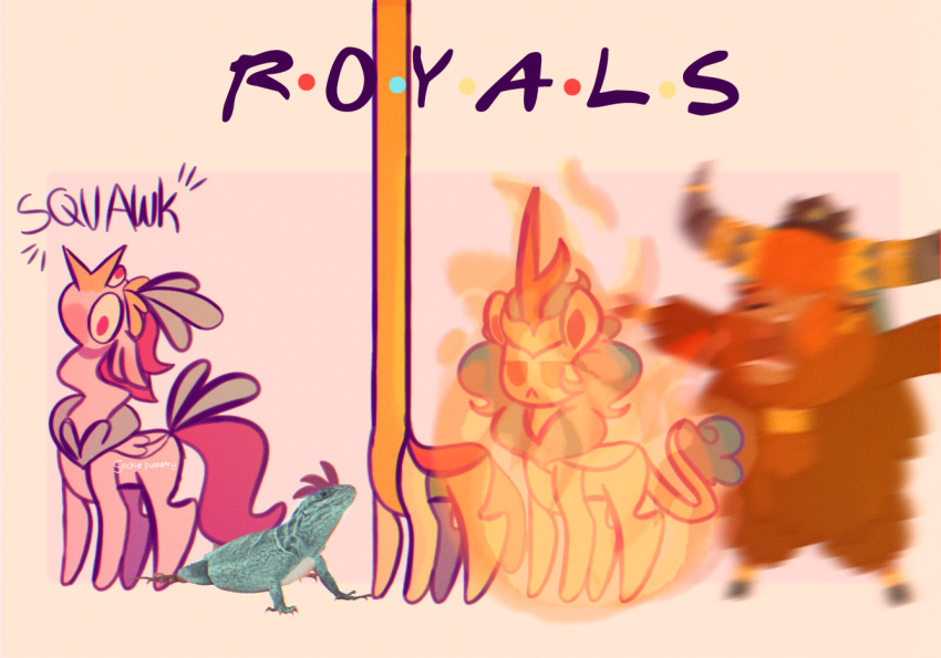 animal_noises arthropod asian_mythology bovid bovine burning changeling chinese_mythology dragon east_asian_mythology f.r.i.e.n.d.s female fire friends_(tv_series) friendship_is_magic group hasbro horn kirin lizard long_neck male mammal my_little_pony my_little_pony:_the_movie_(2017) mythological_creature mythological_scalie mythology onomatopoeia parody prince_rutherford_(mlp) princess_ember_(mlp) queen_novo_(mlp) queen_rain_shine_(mlp) reformed_changeling reptile scalie sockiepuppetry sound_effects squawking text thorax_(mlp) yak