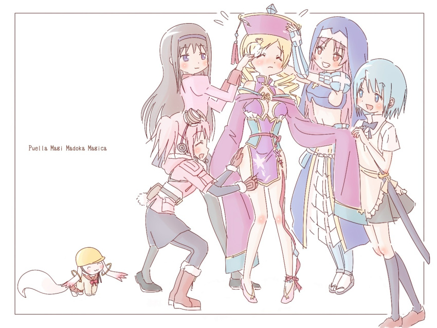 5girls akemi_homura artist_request bakemonogatari copyright_name cosplay denpa_onna_to_seishun_otoko giselle_collette_vingt giselle_collette_vingt_(cosplay) kaname_madoka katou_emiri kitamura_eri koihime_musou kyuubee last_exile last_exile:_gin'yoku_no_fam long_hair mahou_shoujo_madoka_magica mahou_shoujo_madoka_magica_(anime) mifune_ryuuko mifune_ryuuko_(cosplay) miki_sayaka mizuhashi_kaori monogatari_(series) multiple_girls nonaka_ai ootomo_sourin_(sengoku_otome) ootomo_sourin_(sengoku_otome)_(cosplay) pale_color pantyhose ryomou ryomou_(cosplay) saitou_chiwa sakura_kyoko sengoku_otome senjougahara_hitagi senjougahara_hitagi_(cosplay) shin_koihime_musou simple_background sweat todoroki_yachiyo todoroki_yachiyo_(cosplay) tomoe_mami voice_actor_connection white_background working!! yuuki_aoi