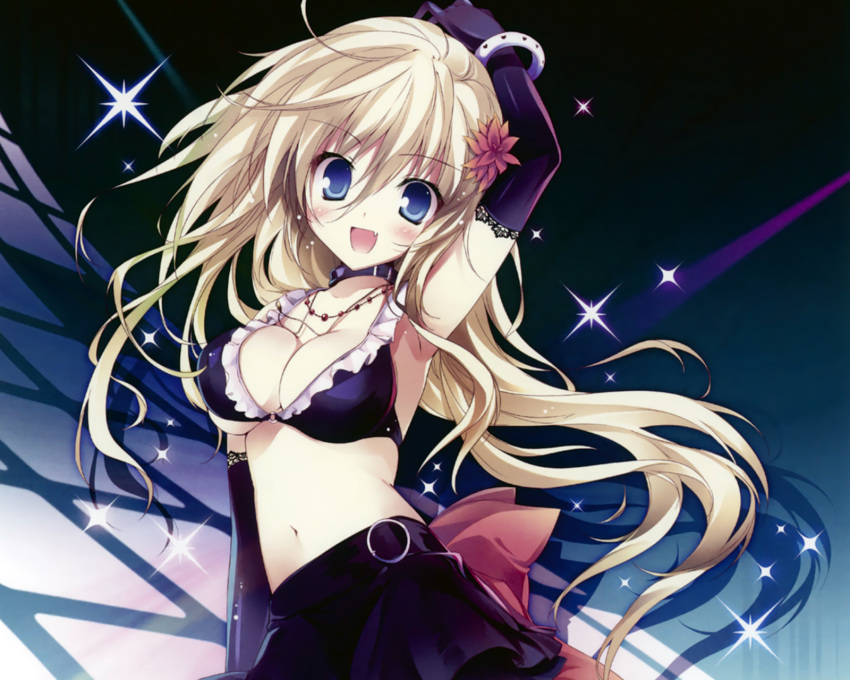 blonde_hair cleavage elbow_gloves karory long_hair original