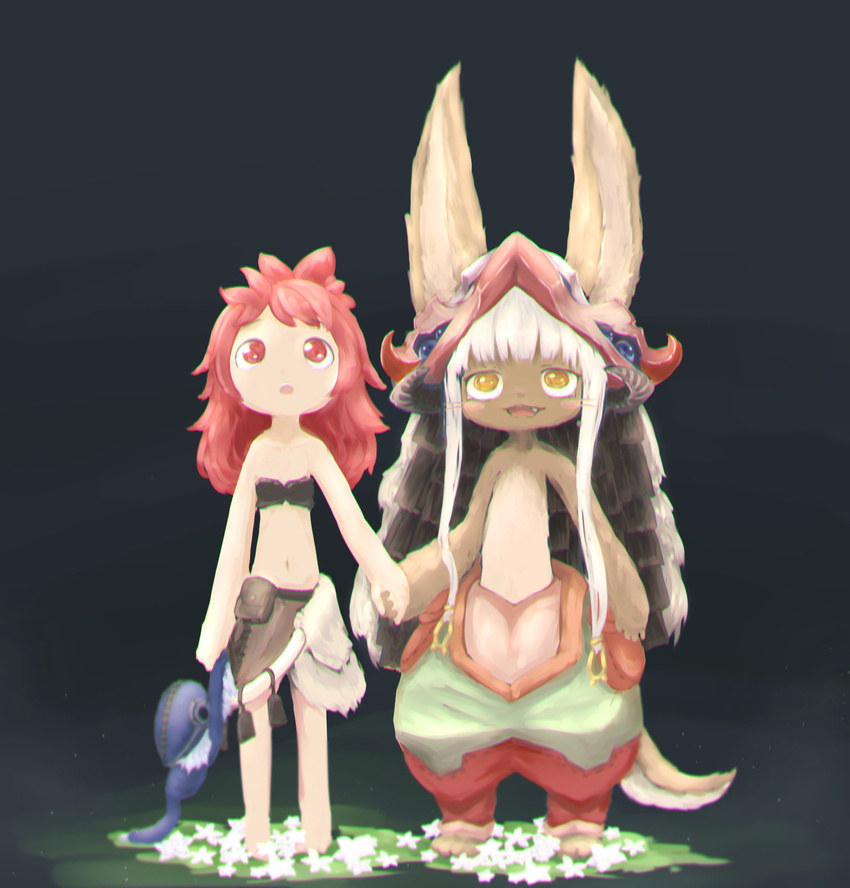 2girls artist_request character_request furry grey_hair long_hiar made_in_abyss multiple_girls nanachi_(made_in_abyss) pink_hair