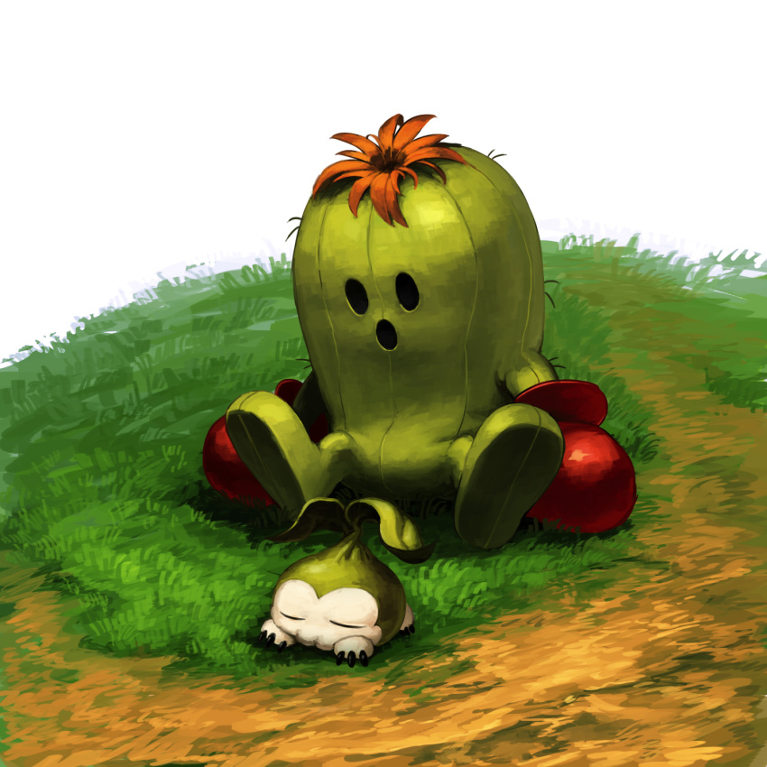 bad_id bad_pixiv_id boxing_gloves cactus digimon digimon_(creature) digimon_adventure grass highres ittenn-h monster no_humans photoshop_(medium) plant tanemon togemon