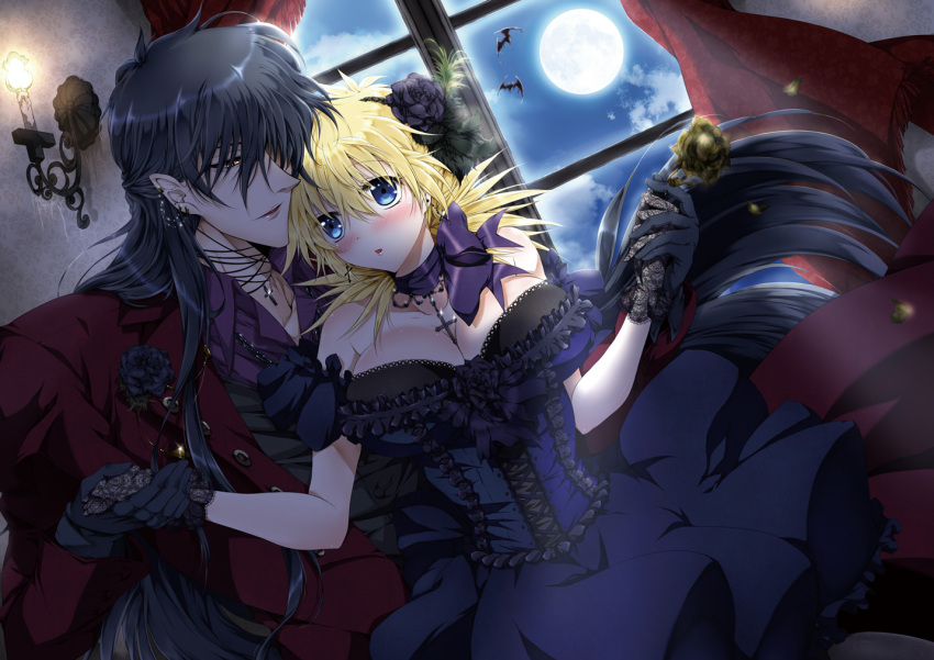 alucard_(hellsing) bat elegant half_vampire hellsing human mammal moon night romantic romantic_ambiance seras_victoria vampire window