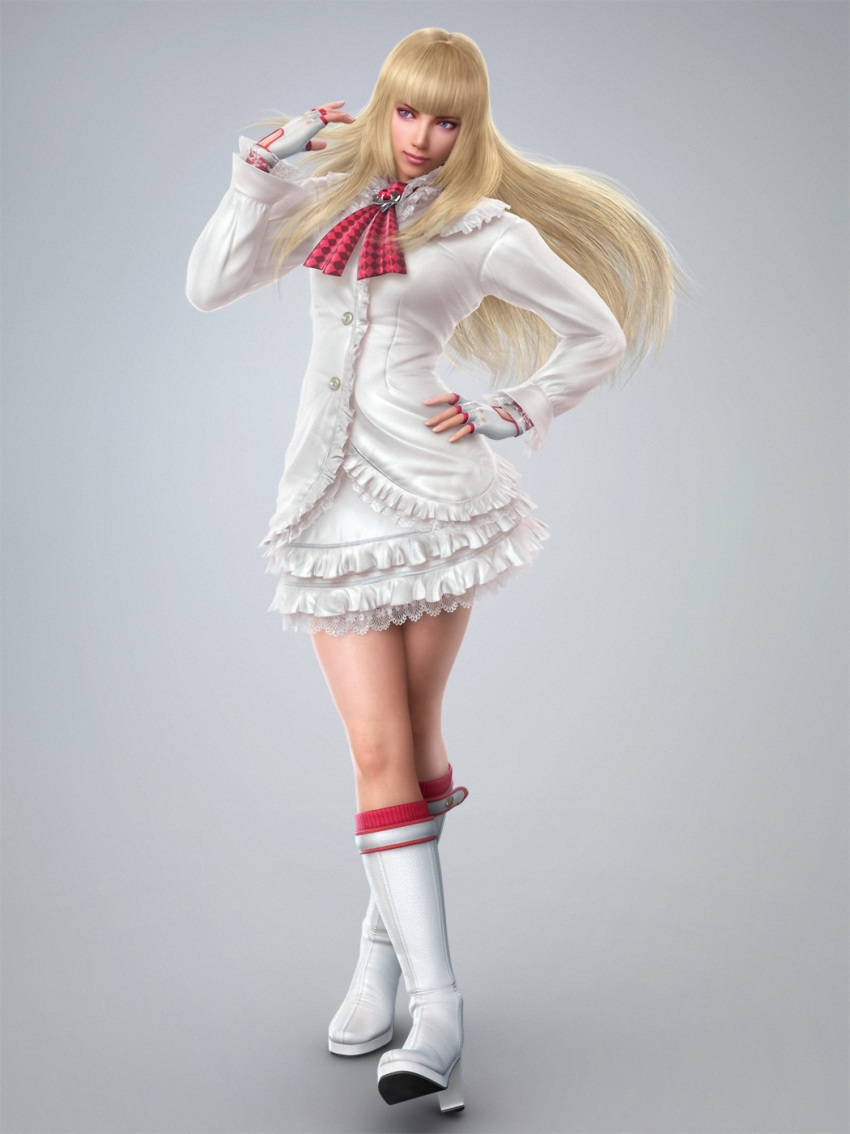 3d blonde_hair boots emilie_de_rochefort female high_heels highres lili_(tekken) long_hair official_art shoes solo tekken tekken_tag_tournament_2