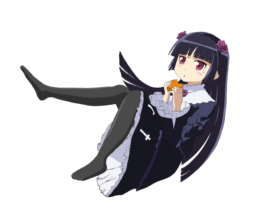 black_hair commentary_request dress female gokou_ruri gothic_lolita lolita_fashion long_hair mooncake ore_no_imouto_ga_konna_ni_kawaii_wake_ga_nai pantyhose powerless-hand red_eyes