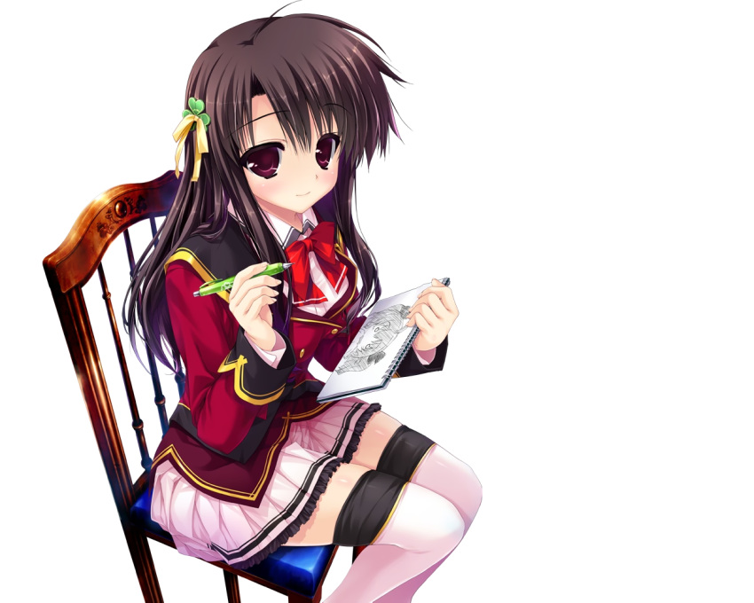 black_hair clochette kugayama_konoka long_hair prism_recollection seifuku shintaro thighhighs transparent