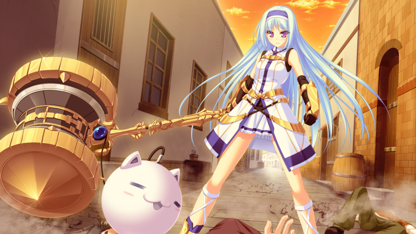 blue_hair game_cg long_hair purple_eyes ryuuyoku_no_melodia tagme_(character) tenmaso weapon whirlpool