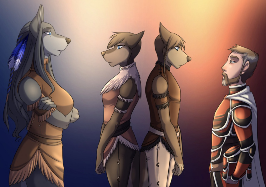 accessory anthro armor black_nose breasts brother_(lore) brother_and_sister_(lore) brown_body brown_fur brown_hair canid canine canis cape carn_(wolfpack67) clothed clothing daughter_(lore) digital_media_(artwork) family father_(lore) father_and_child_(lore) father_and_daughter_(lore) father_and_son_(lore) feather_in_hair feathers female fur grey_body grey_fur grey_hair group hair hair_accessory human husband_and_wife interspecies lady_red_(wolfpack67) male mammal married_couple mother_(lore) mother_and_child_(lore) mother_and_daughter_(lore) mother_and_son_(lore) parent_(lore) parent_and_child_(lore) parent_and_daughter_(lore) parent_and_son_(lore) rabbit_(wolfpack67) shaded sibling_(lore) sister_(lore) son_(lore) wolf ziggie13