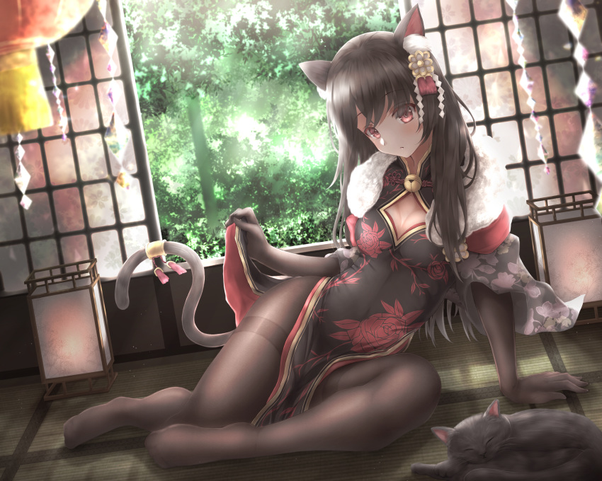 absent animal animal_ears catgirl chinese_clothes chinese_dress dress feline original tail