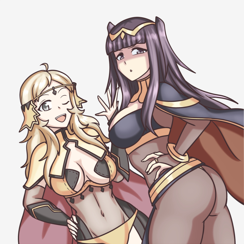 2girls ass breasts clothed clothing female fire_emblem fire_emblem_awakening fire_emblem_fates hayato_stuff large_breasts medium_breasts nintendo ophelia_(fire_emblem) teenager tharja_(fire_emblem)