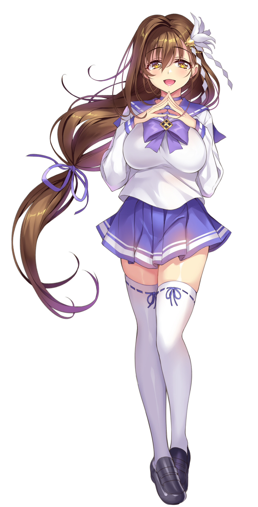 gan kanpani_girls seifuku shirayuri_sakura thighhighs