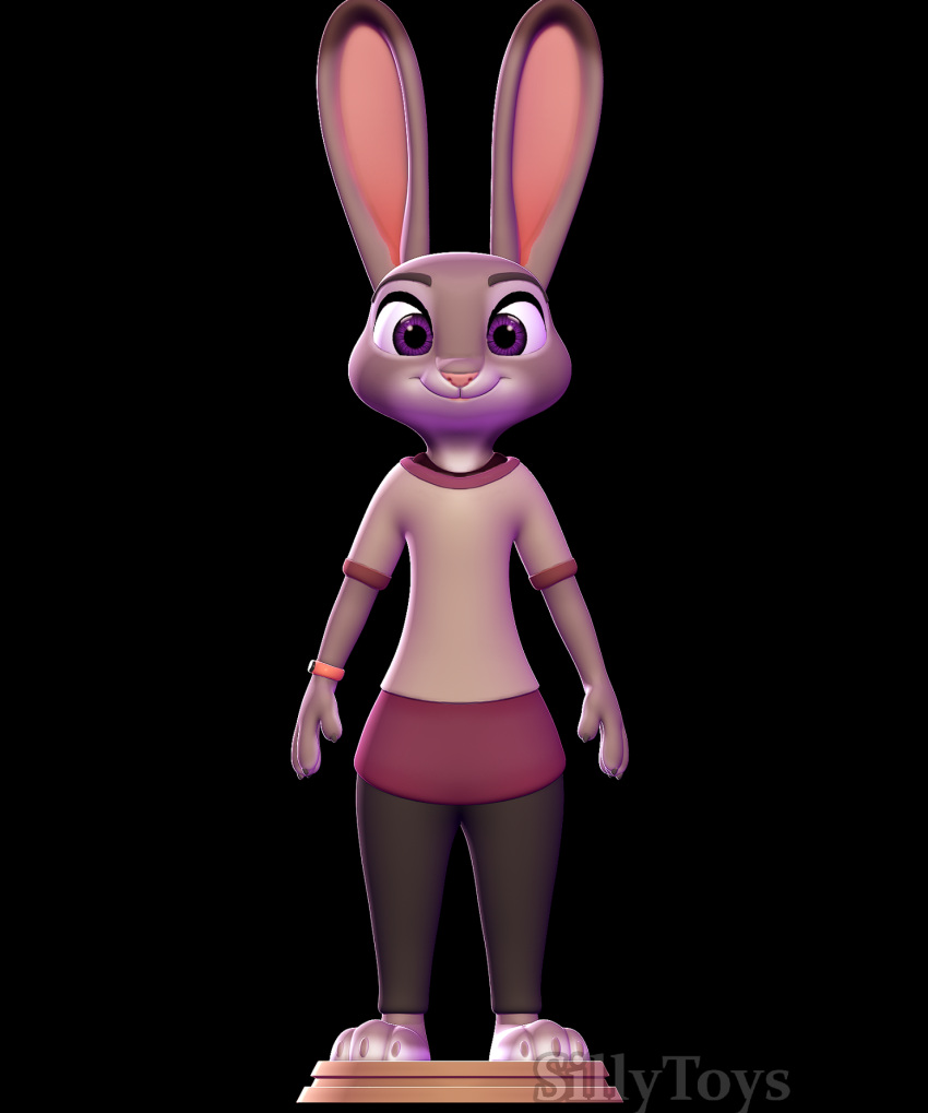 3d_(artwork) 3d_modeling 3d_print anthro big_feet clothed clothing digital_media_(artwork) disney ears_up feet female grey_body hi_res judy_hopps lagomorph leporid looking_straight mammal purple_eyes rabbit sillytoys solo standing zootopia