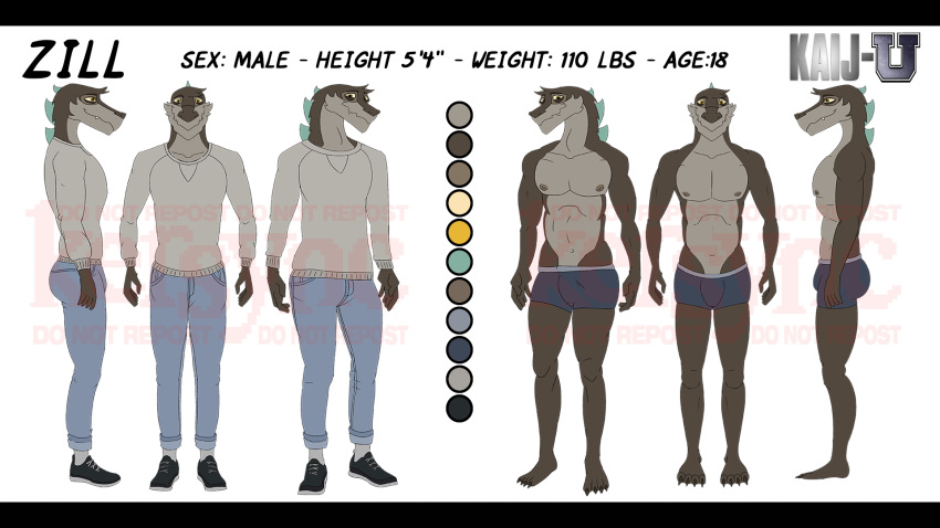 16:9 2024 anthro athletic bottomwear boxer_briefs character_name clothed clothing colored denim denim_bottomwear denim_clothing dragon english_text fan_character footwear godzilla godzilla_(series) hi_res hybrid jeans kaiju kersync male model_sheet monster muscular muscular_anthro muscular_male mythological_creature mythological_scalie mythology pants scalie shoes skinny slim solo sweatshirt text toho underwear watermark widescreen zill_(kersync) zilla