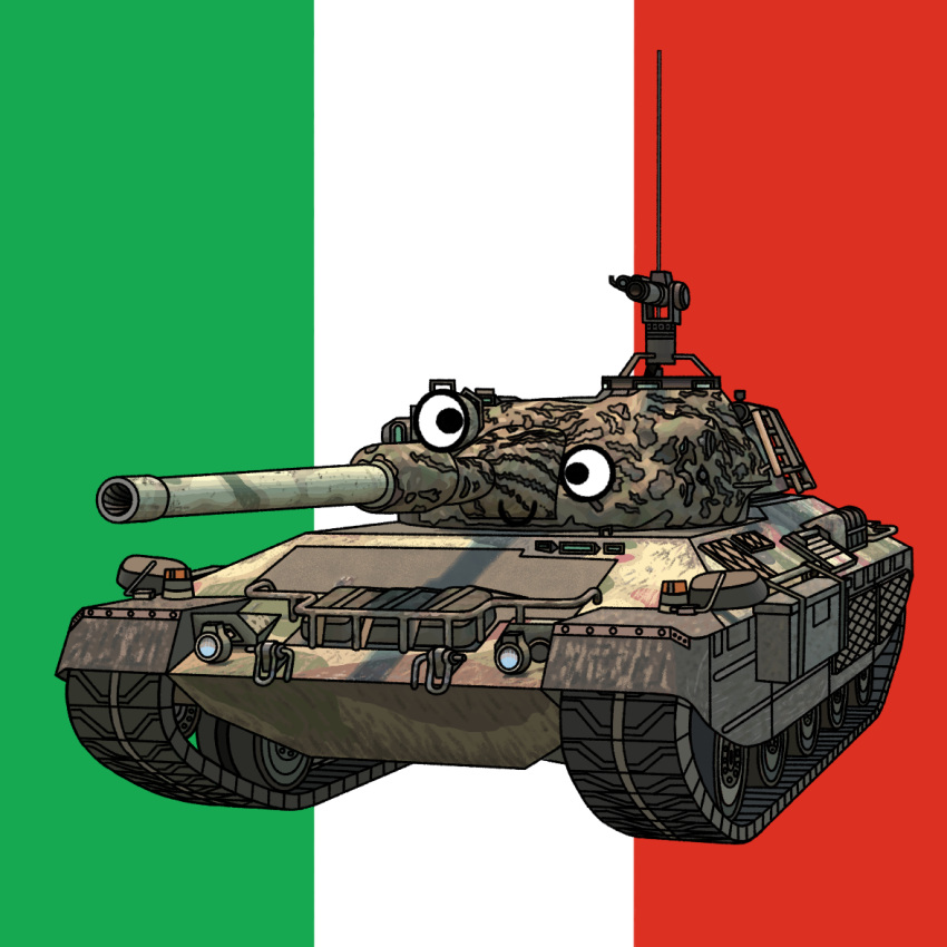 1:1 2024 ambiguous_gender gun italy living_machine living_tank living_vehicle machine progettom4065 ranged_weapon silly_face smile solo tank vehicle weapon white_eyes world_of_tanks