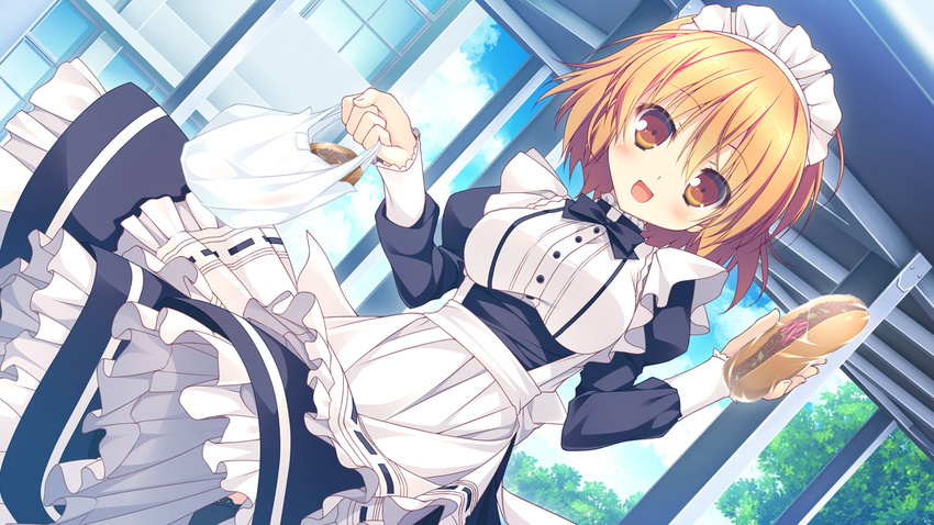 alcot brown_eyes chikotam clover_day's game_cg headband maid orange_hair short_hair yuibashi_izumi