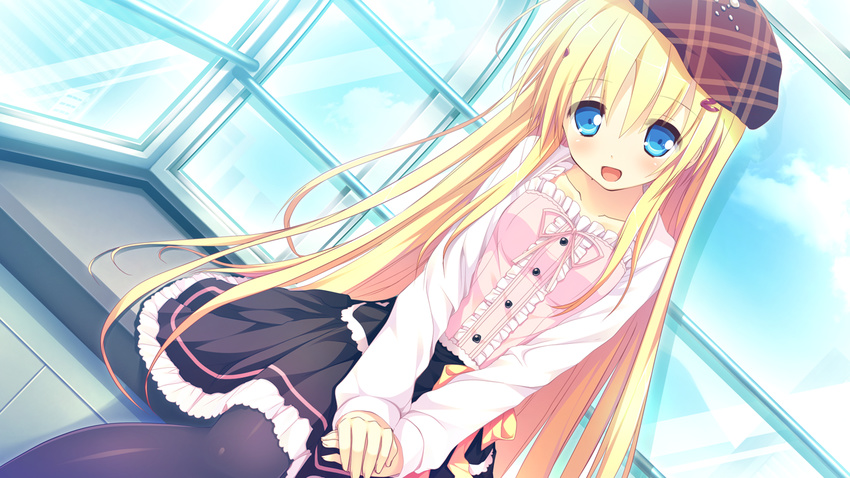 alcot blonde_hair blue_eyes clover_day's dress game_cg hat long_hair nimura_yuushi takakura_anzu thighhighs