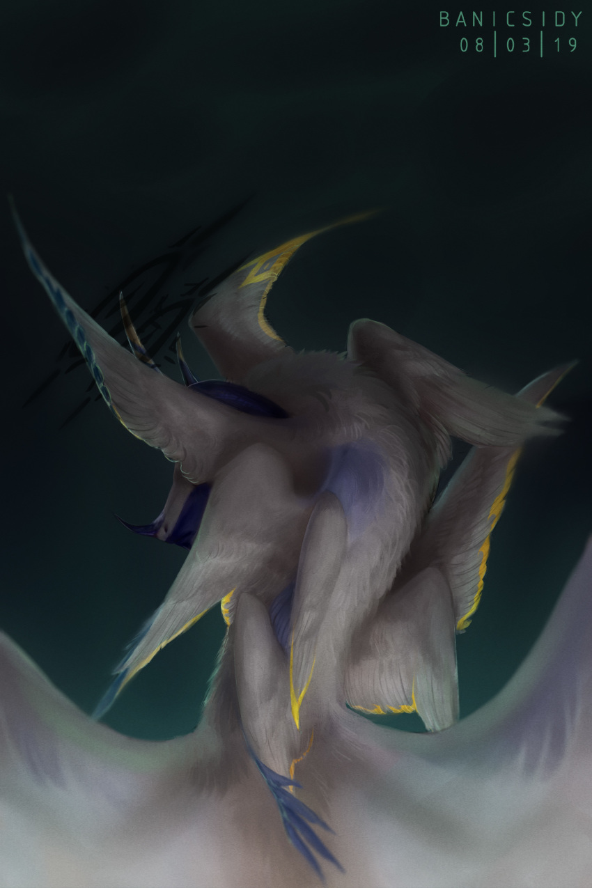 2019 2:3 absurd_res banicsidy digital_media_(artwork) dragon feathered_dragon feathered_scalie feathered_wings feathers feral fur furred_dragon furred_scalie hi_res mythological_creature mythological_scalie mythology scalie solo white_body white_feathers white_fur wings