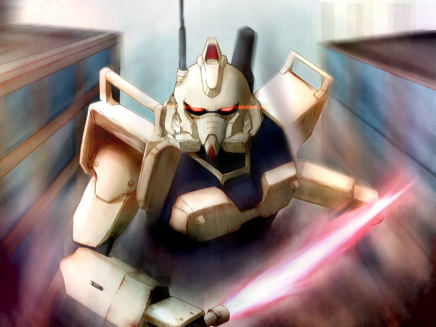 energy_sword ez-8_gundam gundam gundam_08th_ms_team highres mecha motion_blur red_eyes sword weapon