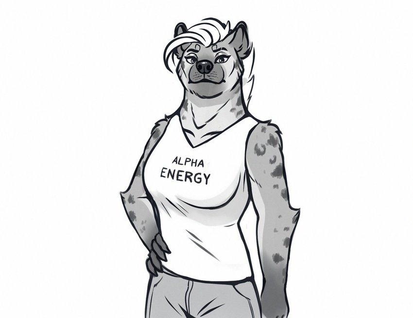 2020 5_fingers anthro black_nose breasts clothed clothing digital_media_(artwork) female fingers fur hair hyena looking_at_viewer mammal solo spotted_hyena tenynn