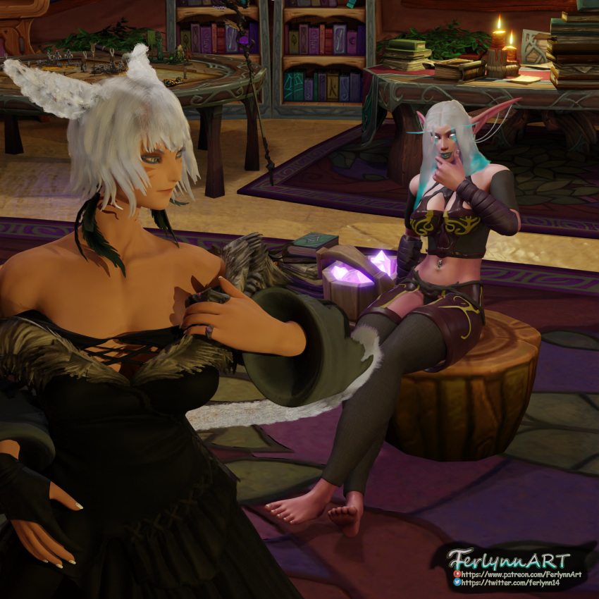 3d female ferlynn final_fantasy futa_on_female kaldorei miqo'te night_elf self_upload sfw story world_of_warcraft y'shtola