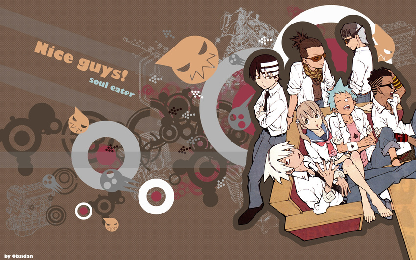 black_star d.eclair_harvar death_the_kid kilik_lunge maka_albarn megane ox_ford signed soul_eater soul_eater_(character) wallpaper