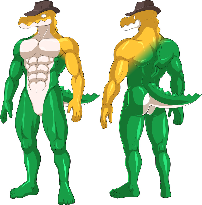 5_fingers 5_toes abs absurd_res alpha_channel anthro ass candy crocodile crocodilian crocodylid dessert feet fingers food glitch_productions gummigoo_(tadc) hi_res humanoid humanoid_feet male model_sheet muscular npc pecs plantigrade reptile scalie sparksstars the_amazing_digital_circus toes